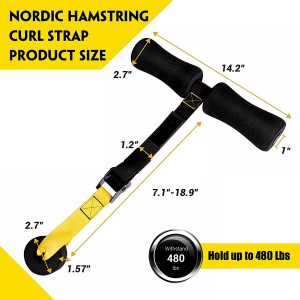 Nastavitelný popruh Nordic Hamstring Curl s podložkou na kolena, podložka na kolena pro domácí posilovny